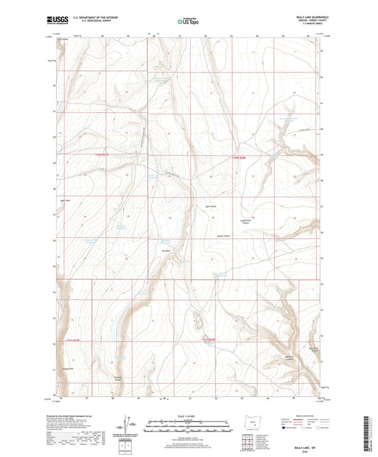 Balls Lake Oregon US Topo Map Image