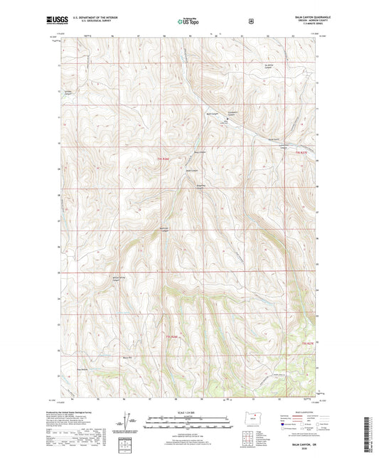 Balm Canyon Oregon US Topo Map Image
