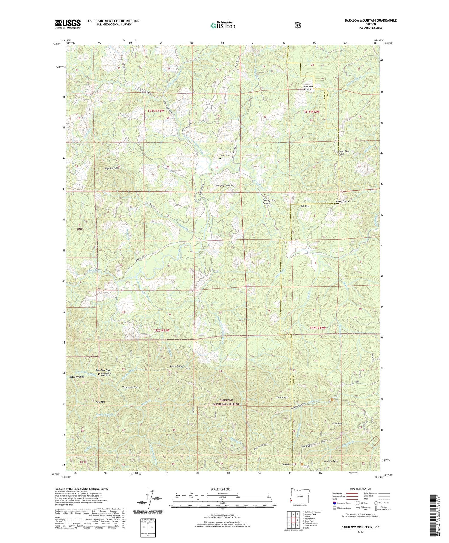Barklow Mountain Oregon US Topo Map Image