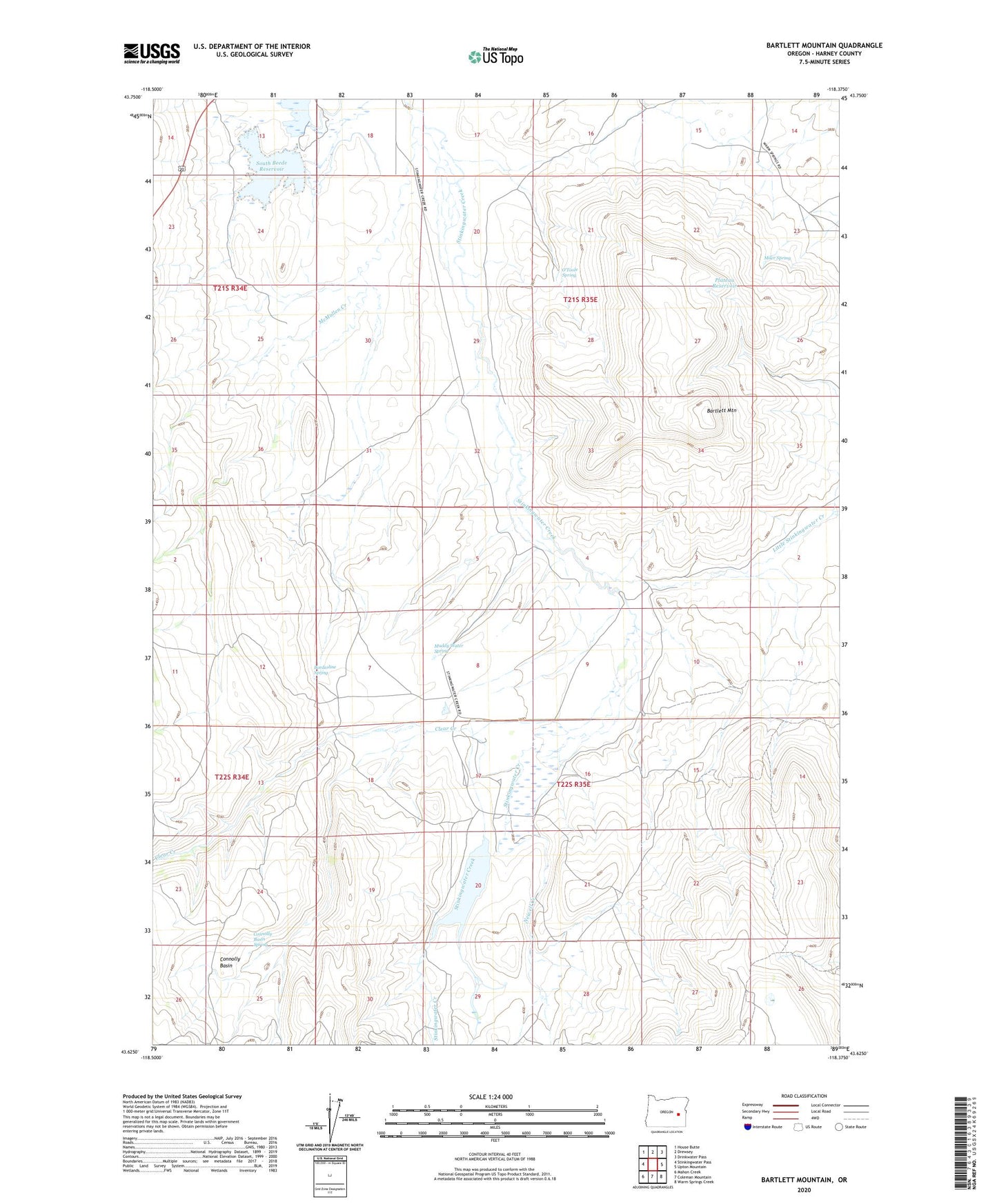 Bartlett Mountain Oregon US Topo Map Image