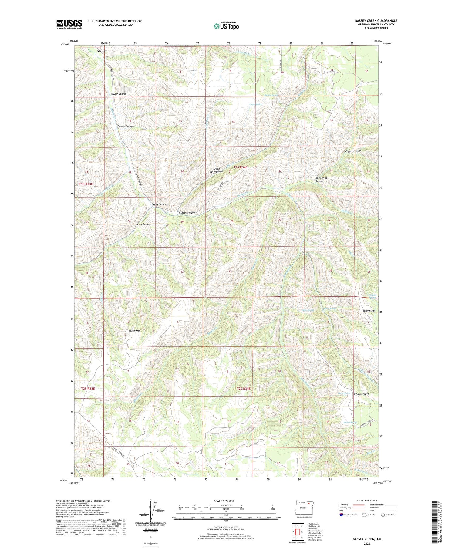 Bassey Creek Oregon US Topo Map Image
