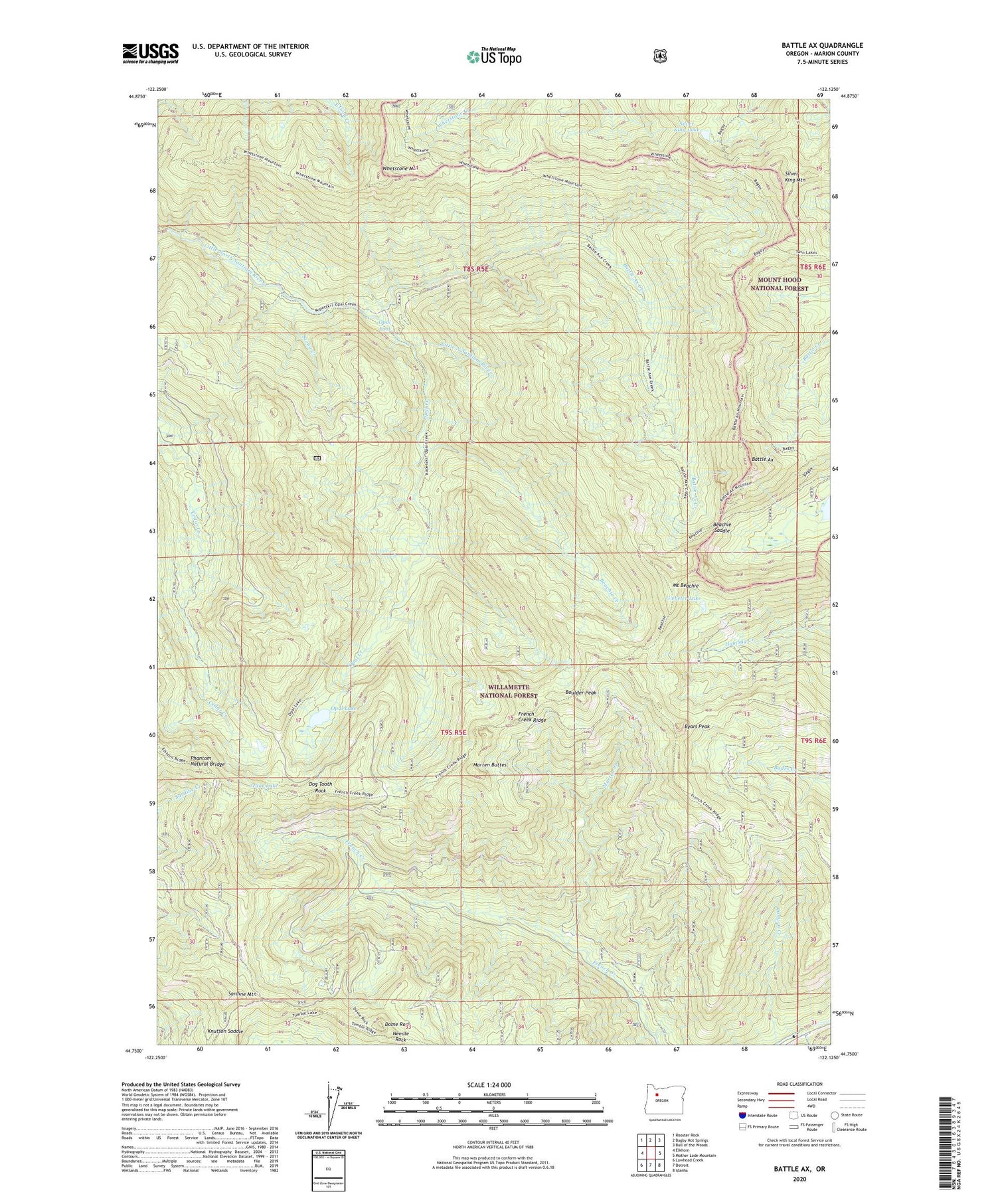 Battle Ax Oregon US Topo Map Image
