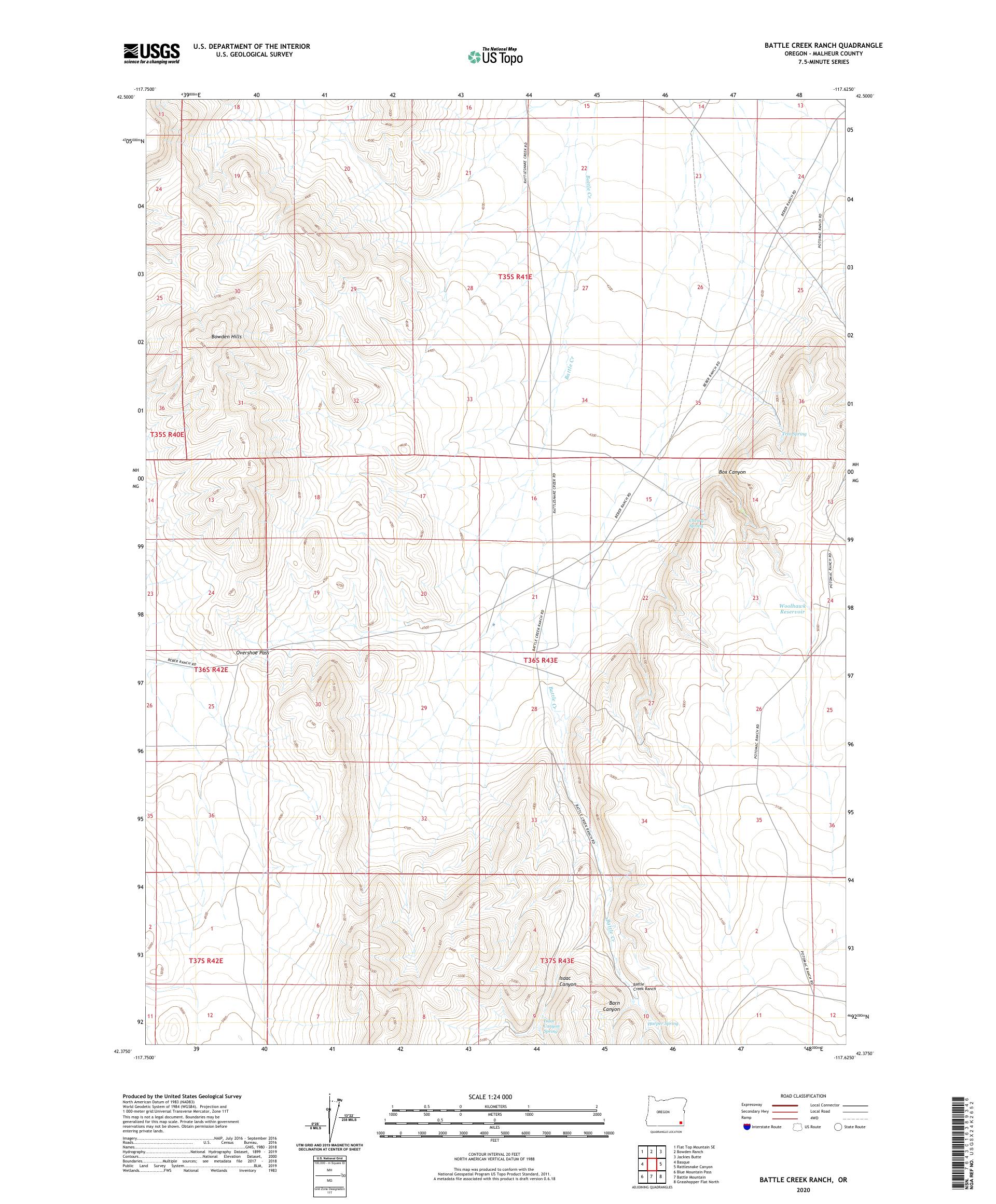 Battle Creek Ranch Oregon US Topo Map – MyTopo Map Store