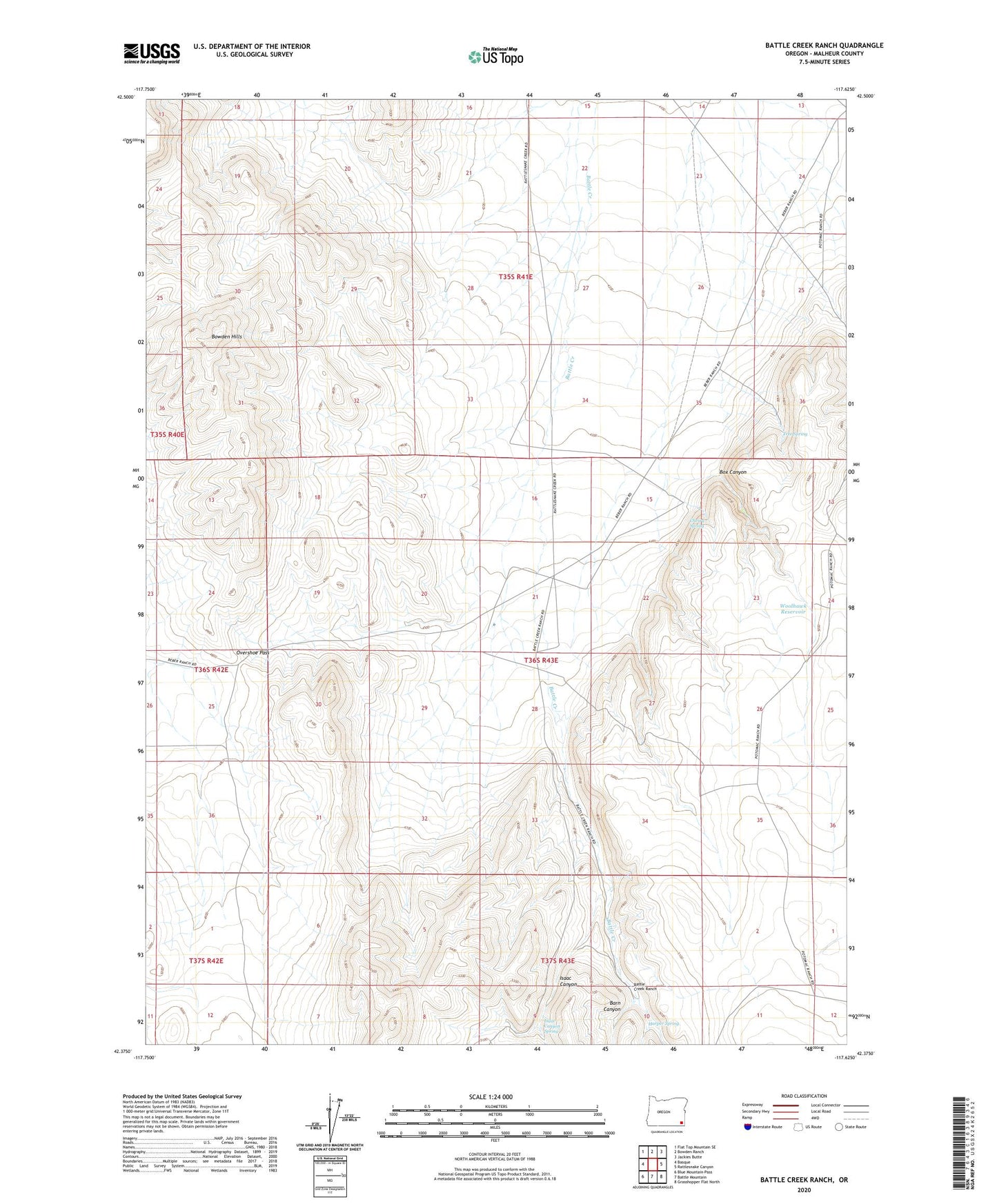 Battle Creek Ranch Oregon US Topo Map Image