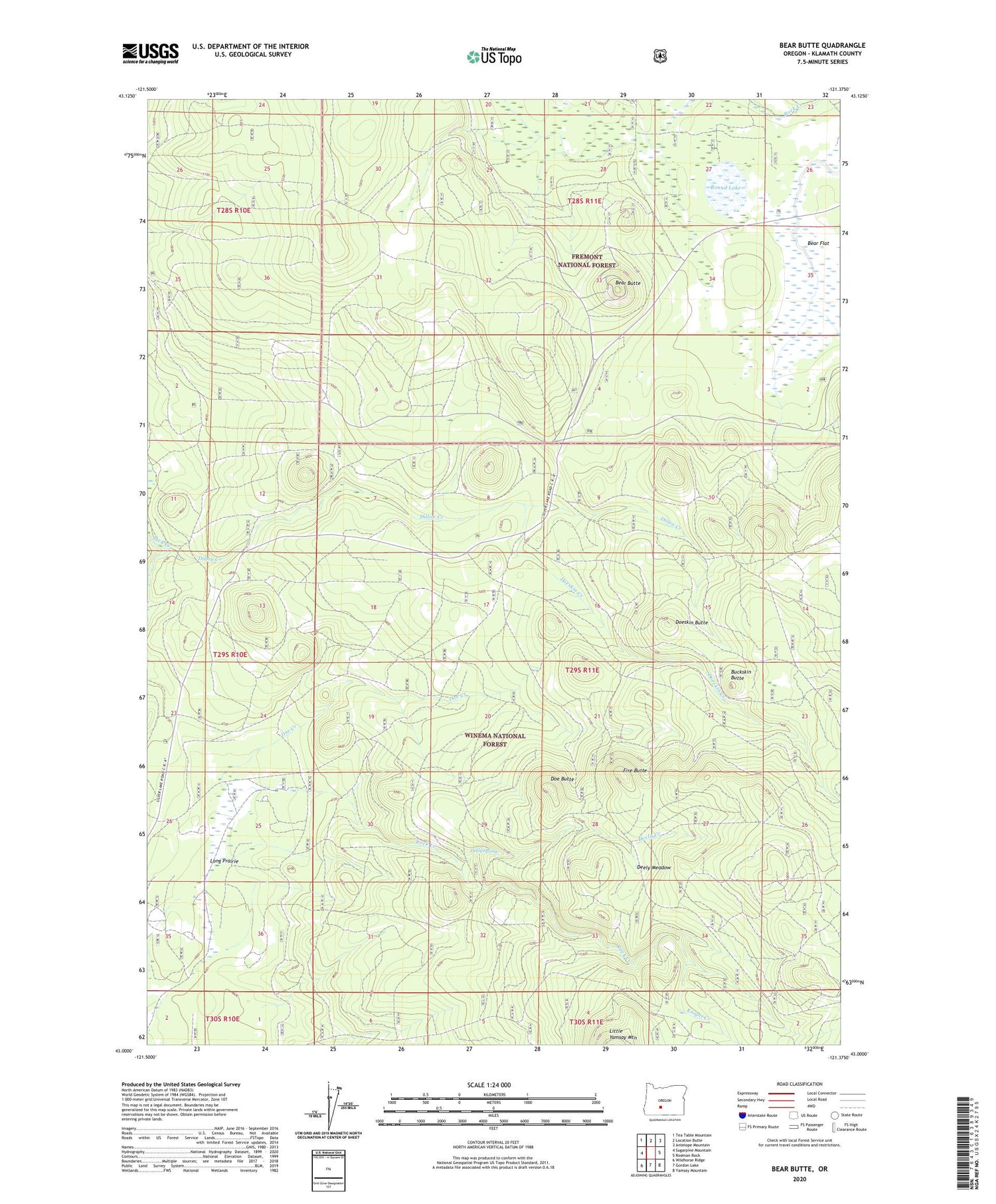 Bear Butte Oregon US Topo Map Image