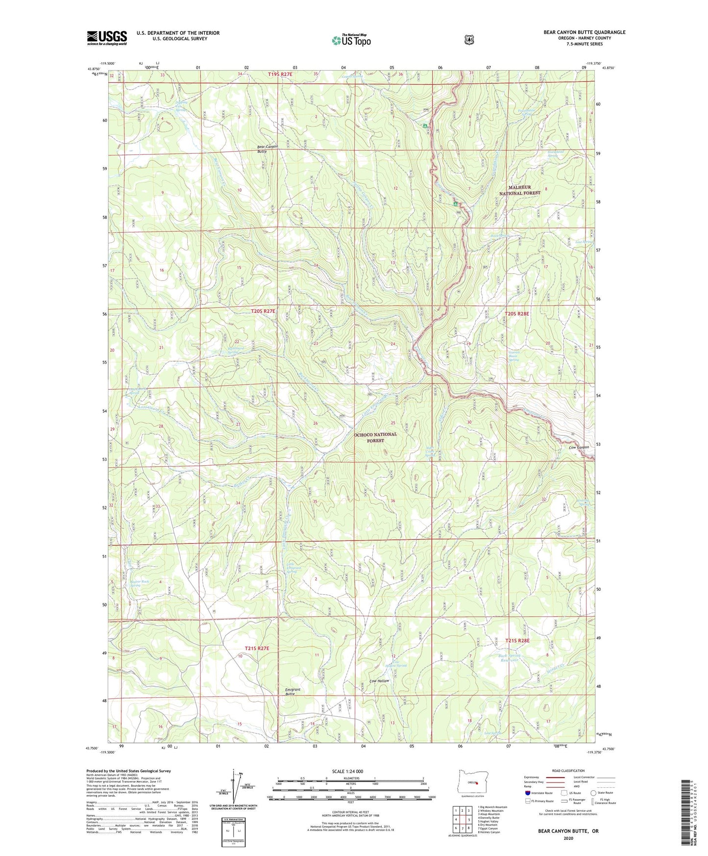 Bear Canyon Butte Oregon US Topo Map Image