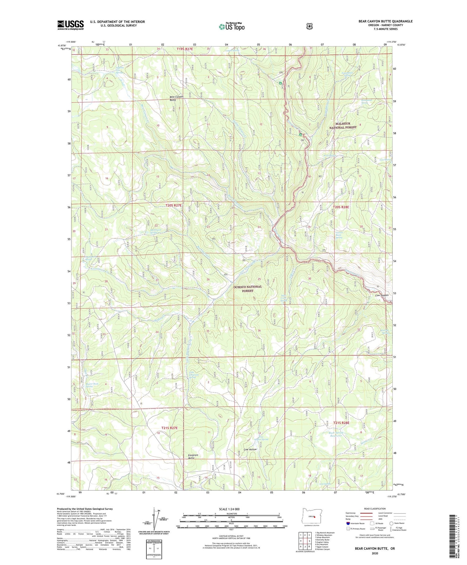 Bear Canyon Butte Oregon US Topo Map Image