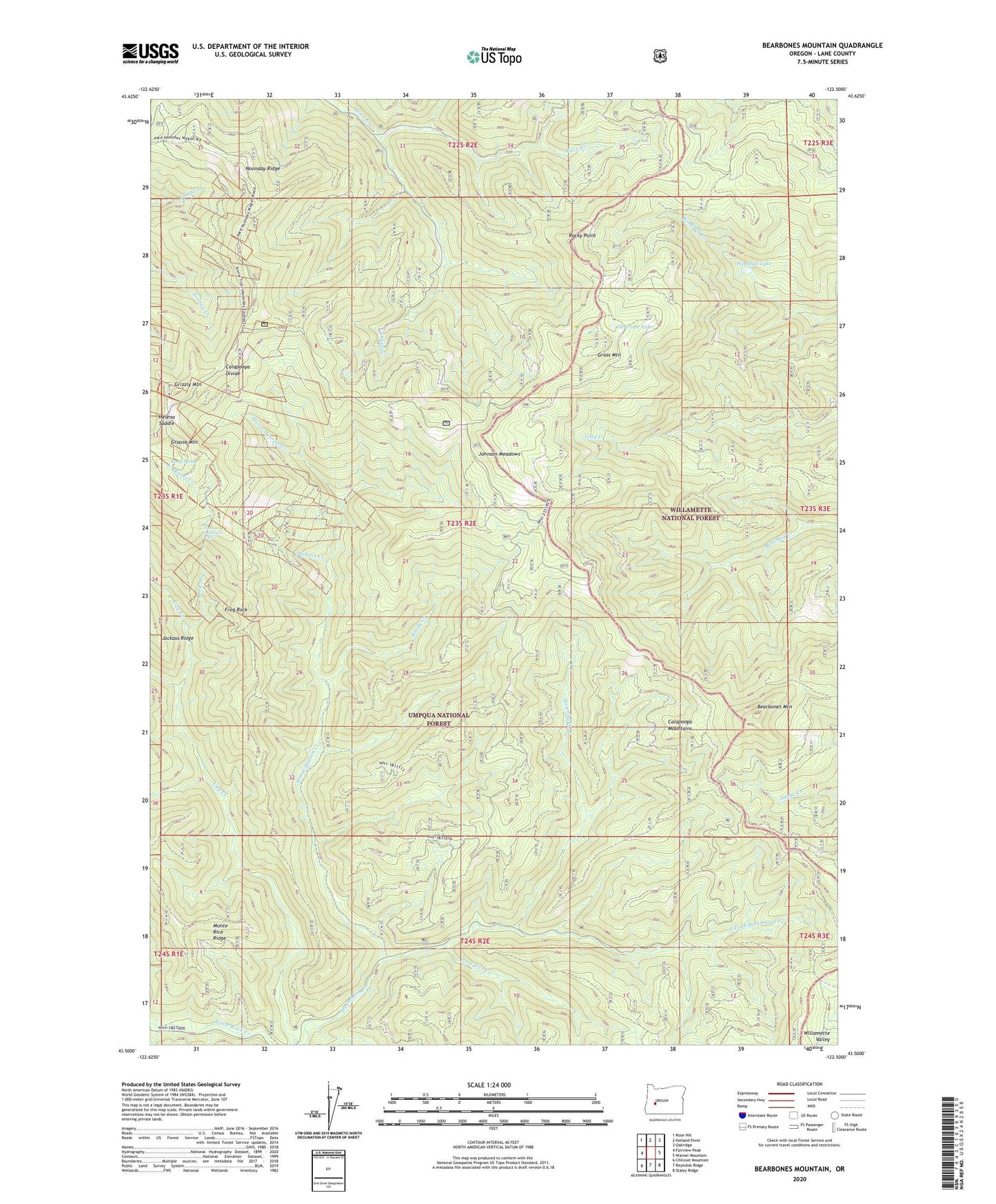 Bearbones Mountain Oregon US Topo Map Image