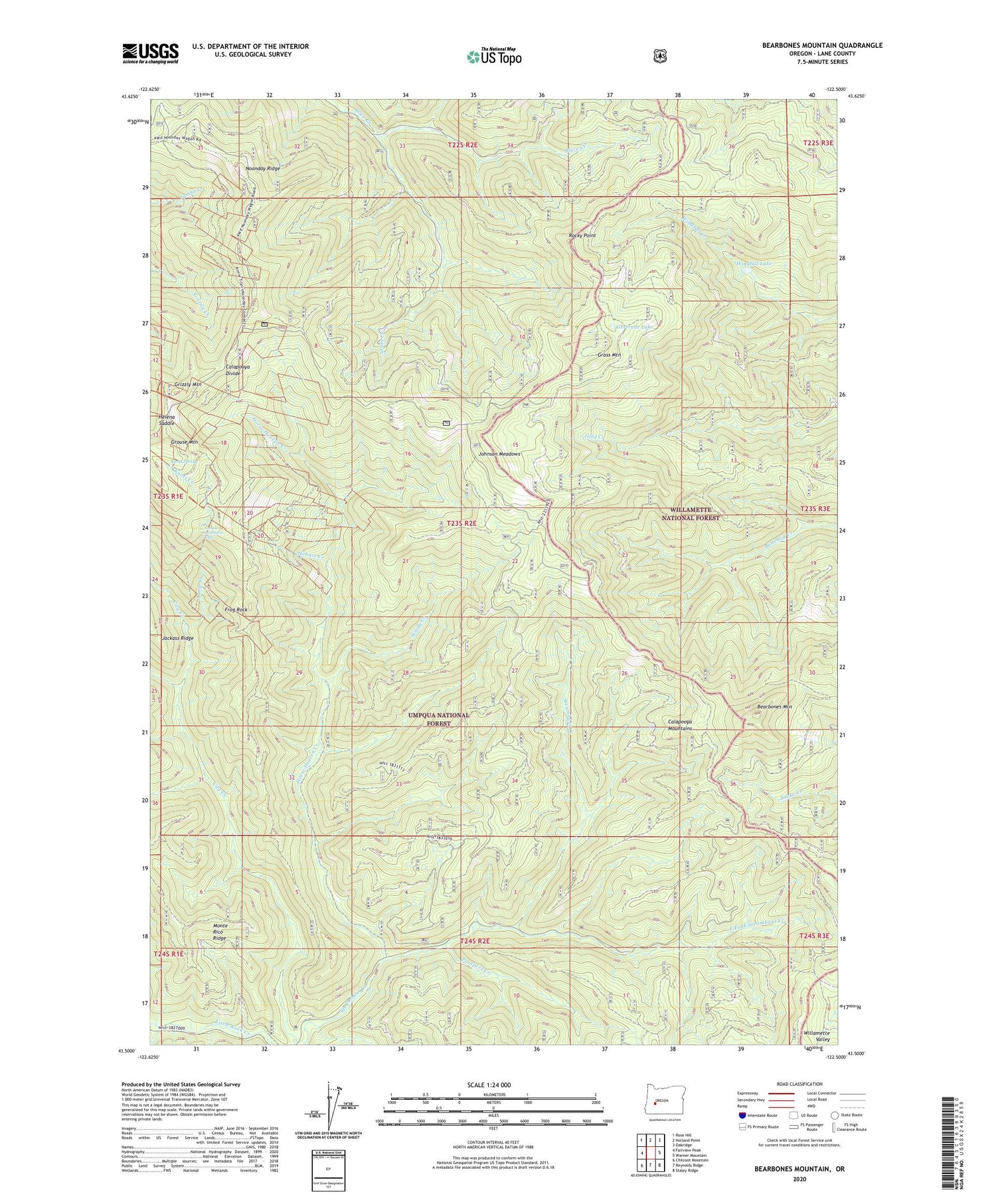 Bearbones Mountain Oregon US Topo Map Image