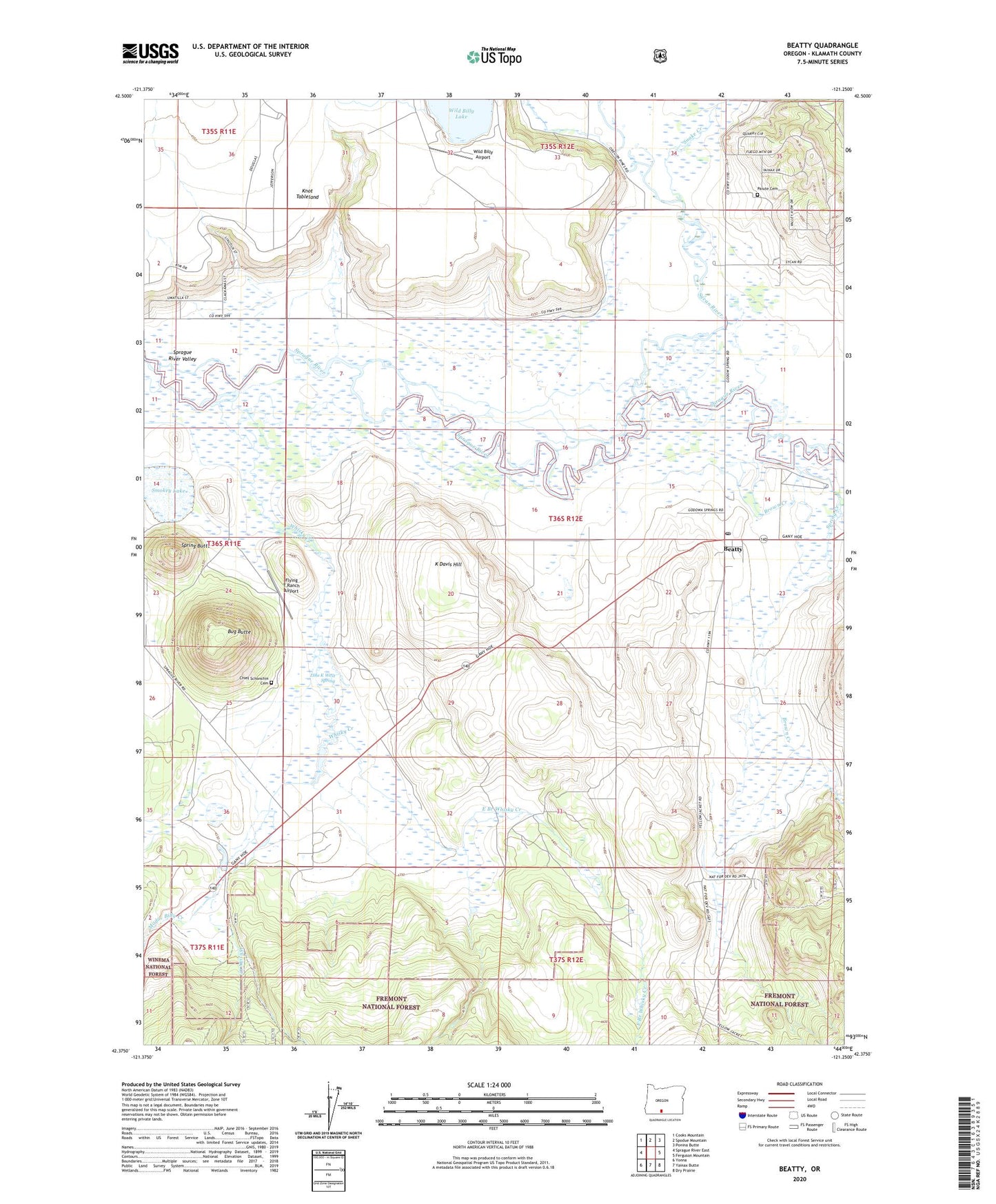 Beatty Oregon US Topo Map Image