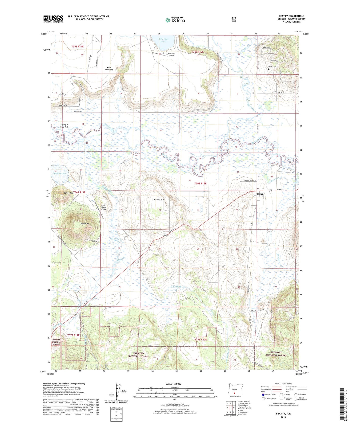 Beatty Oregon US Topo Map Image