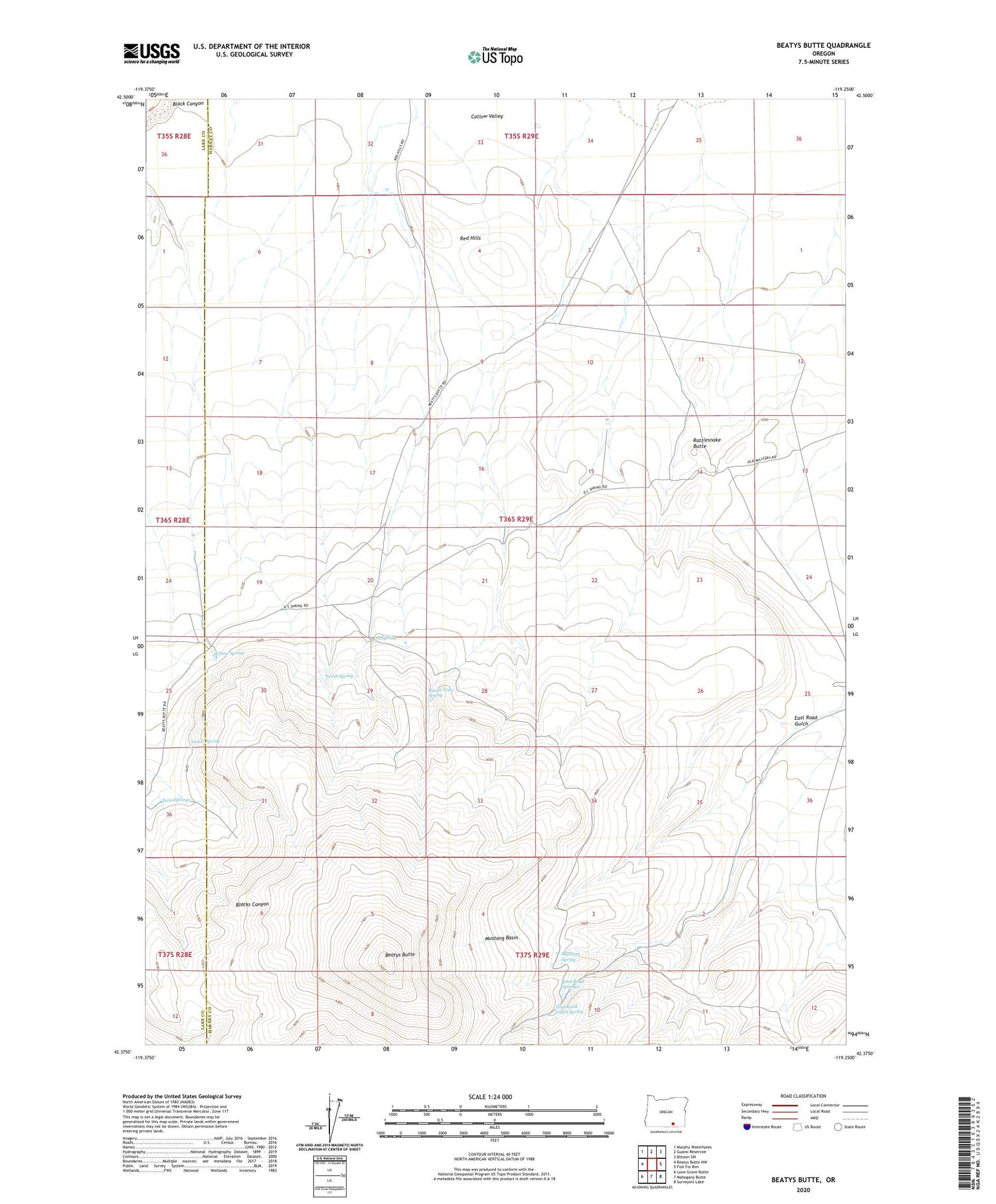 Beatys Butte Oregon US Topo Map Image
