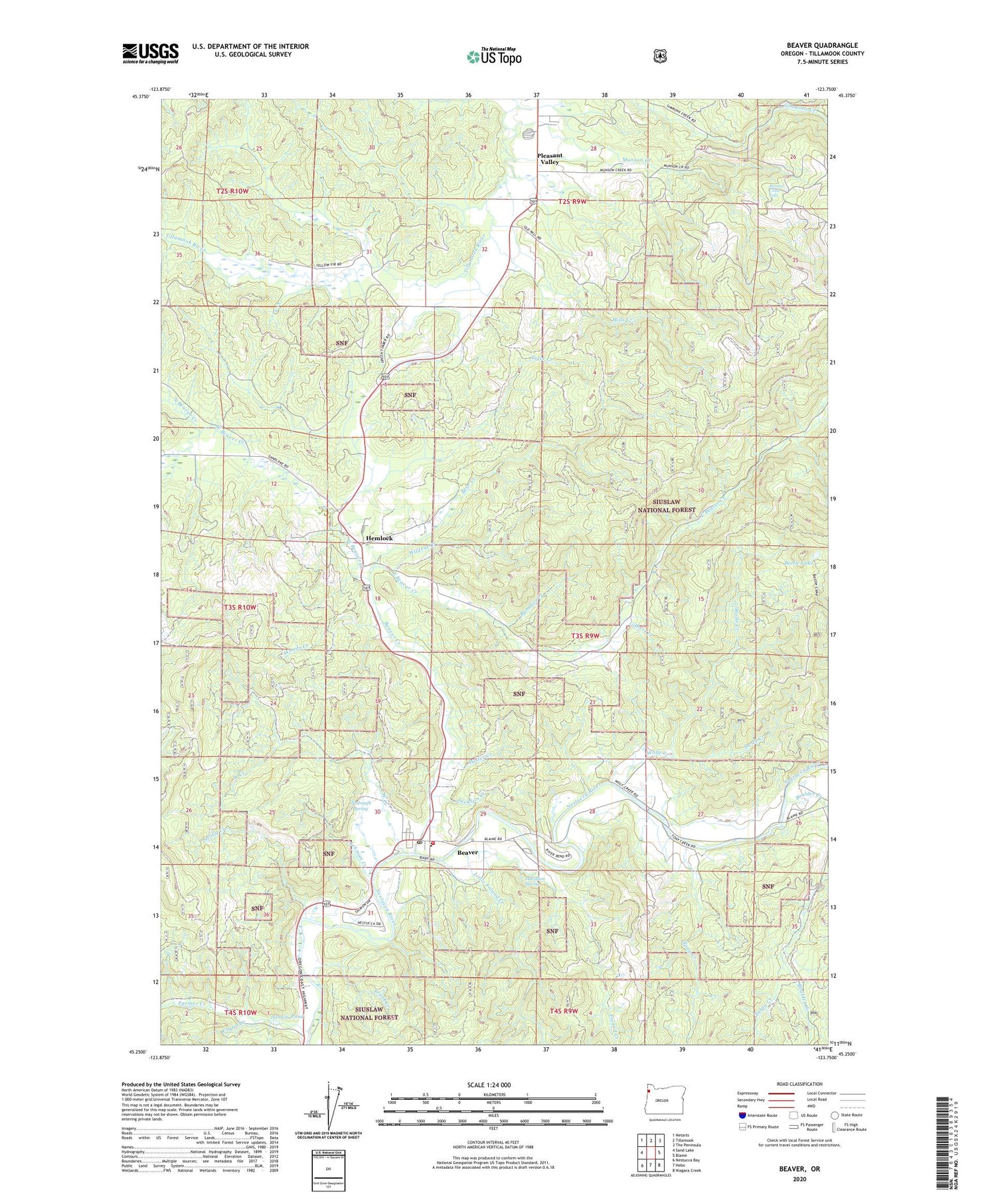 Beaver Oregon US Topo Map Image