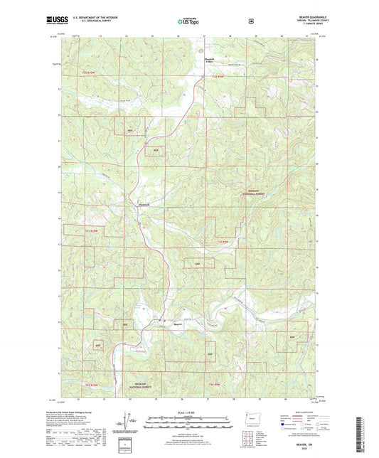 Beaver Oregon US Topo Map Image