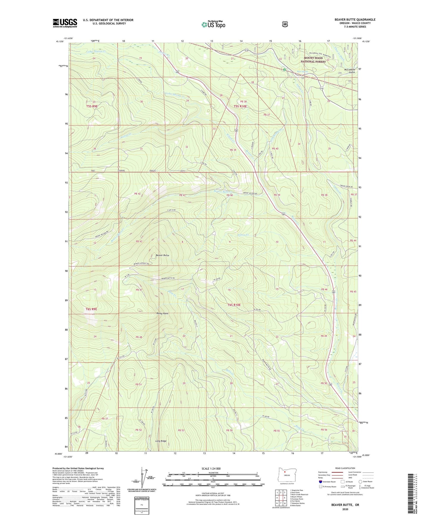 Beaver Butte Oregon US Topo Map Image