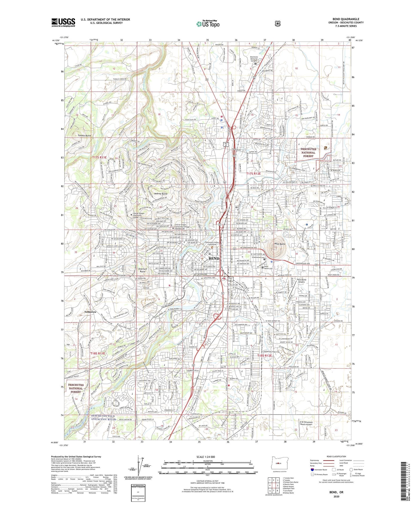 Bend Oregon US Topo Map Image