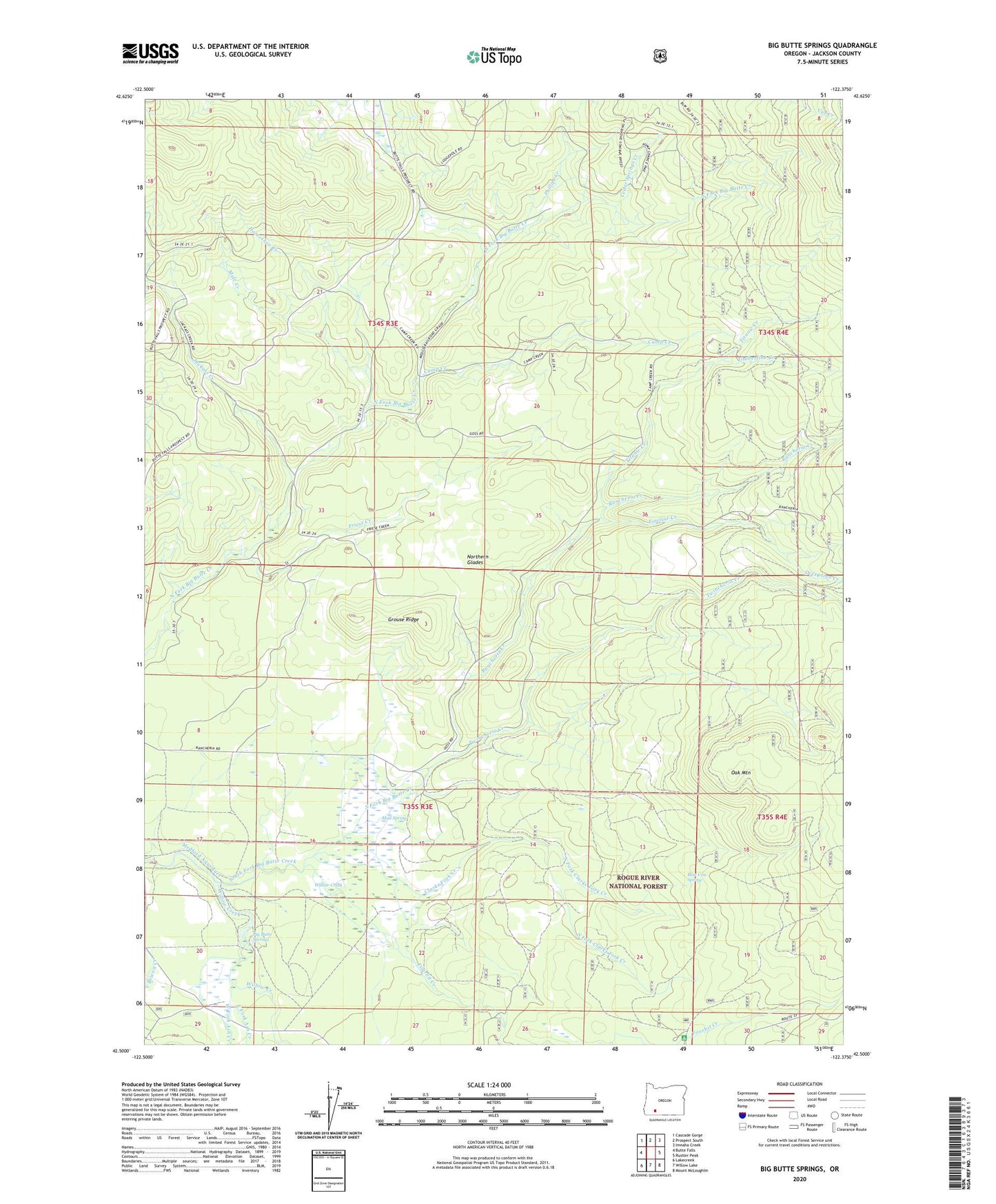 Big Butte Springs Oregon US Topo Map Image