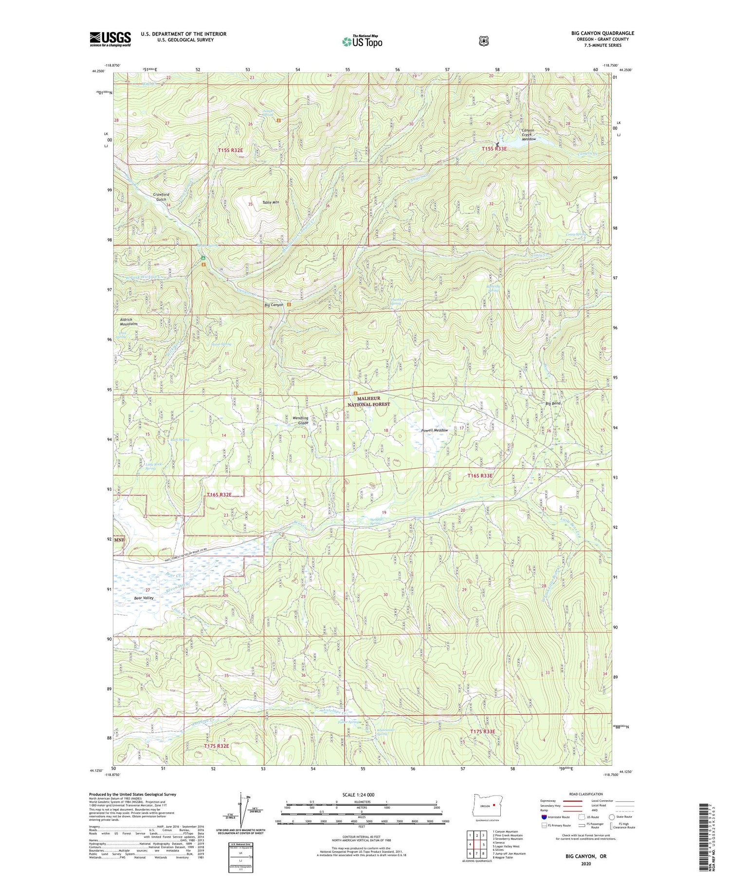 Big Canyon Oregon US Topo Map Image