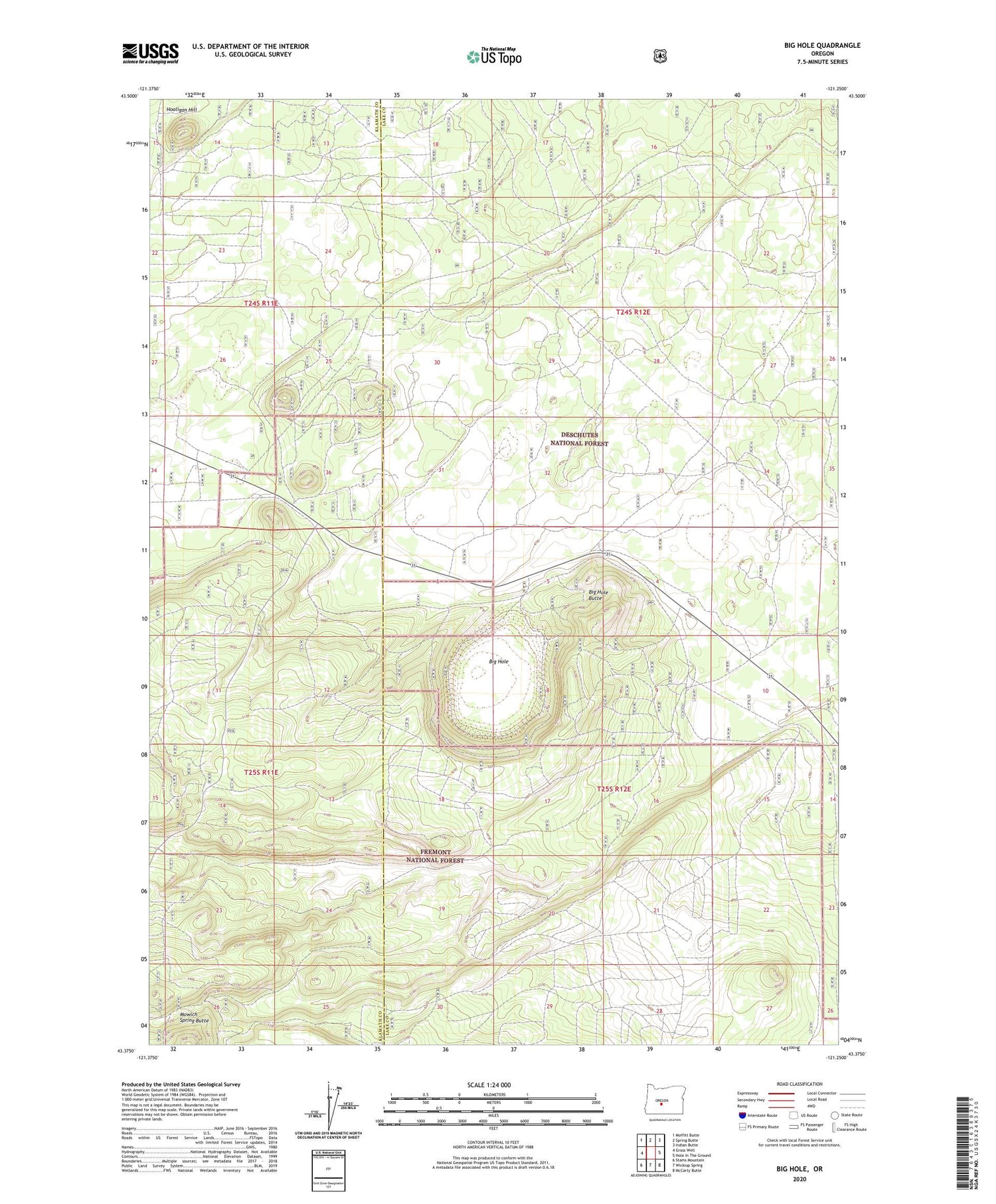 Big Hole Oregon US Topo Map Image