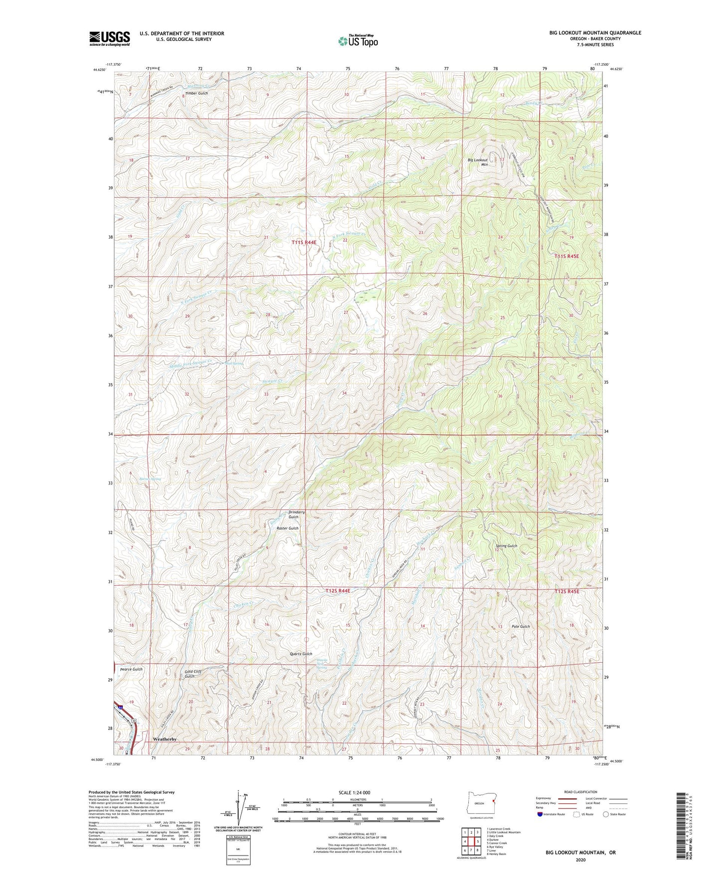 Big Lookout Mountain Oregon US Topo Map Image