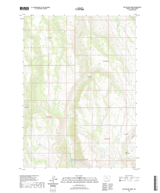 Big Pasture Creek Oregon US Topo Map Image