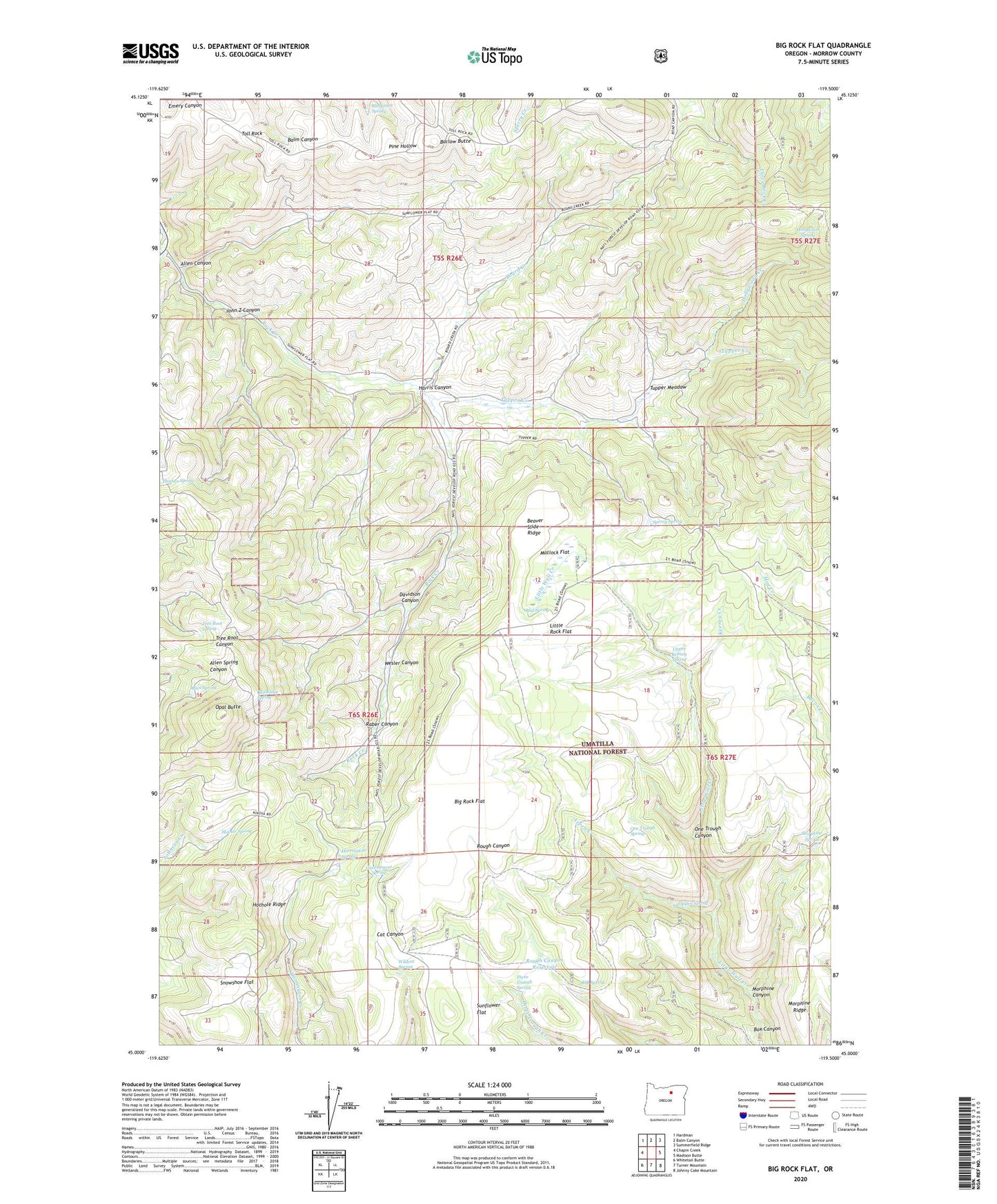 Big Rock Flat Oregon US Topo Map Image