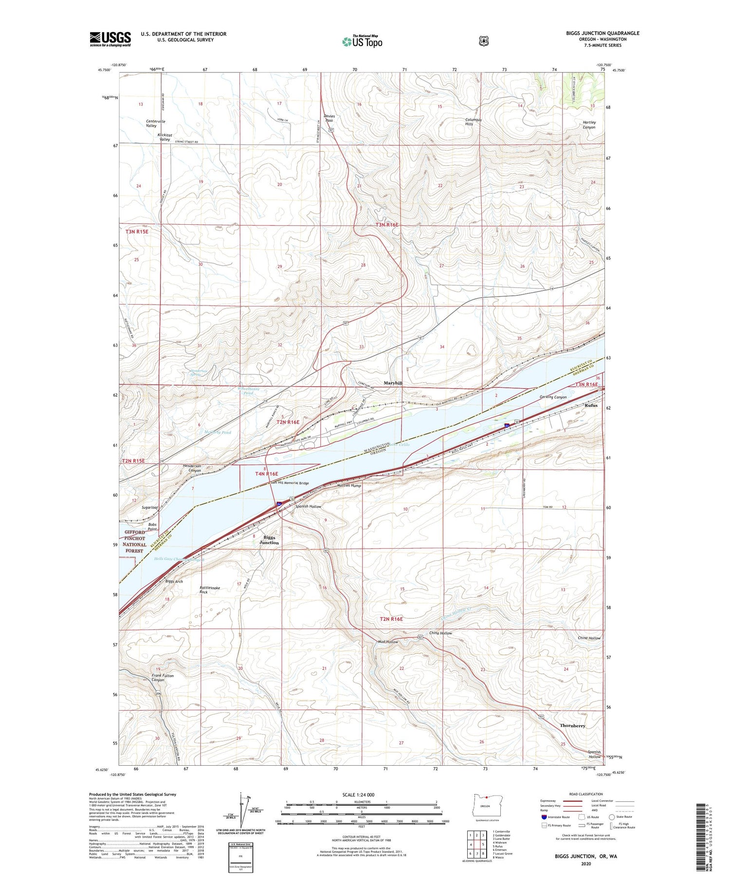 Biggs Junction Oregon US Topo Map Image