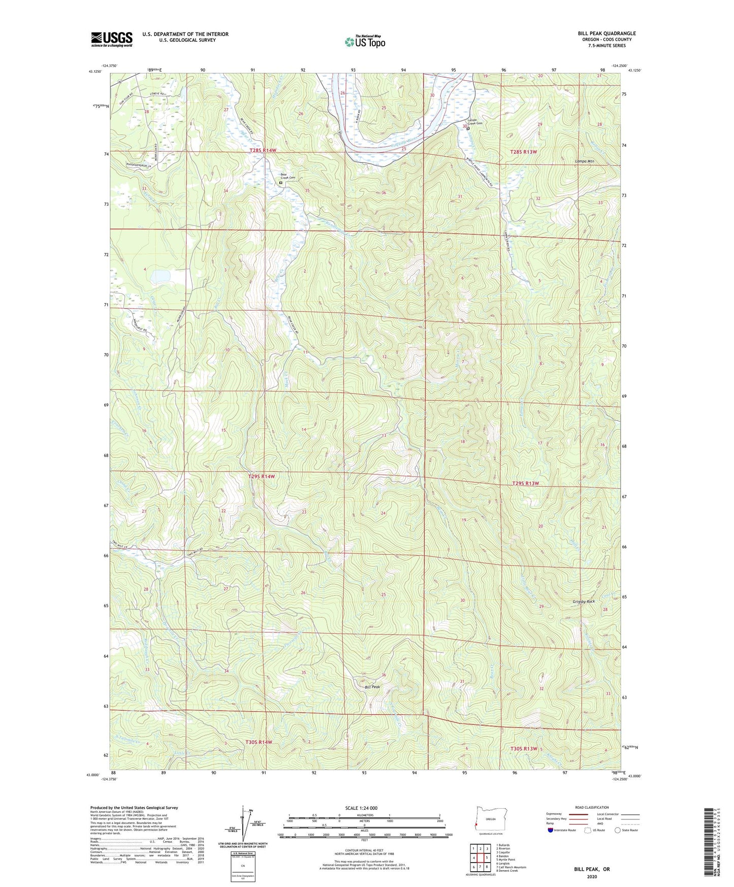Bill Peak Oregon US Topo Map Image