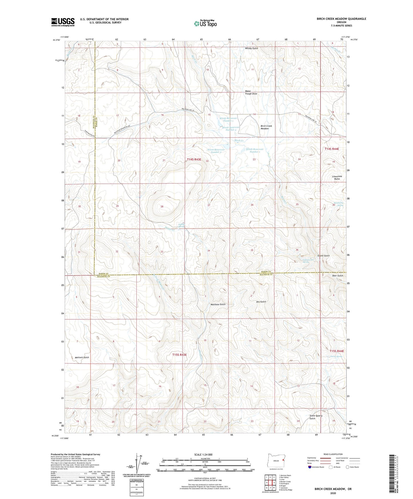 Birch Creek Meadow Oregon US Topo Map Image