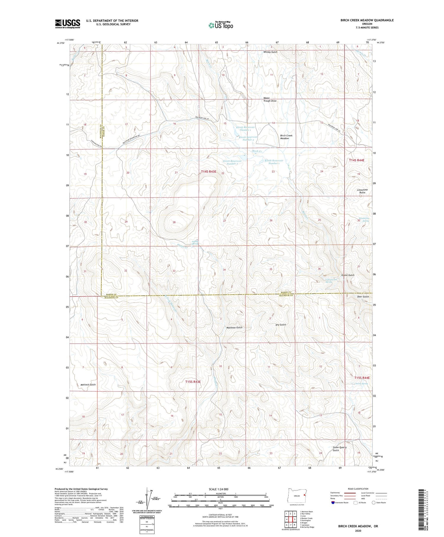 Birch Creek Meadow Oregon US Topo Map Image