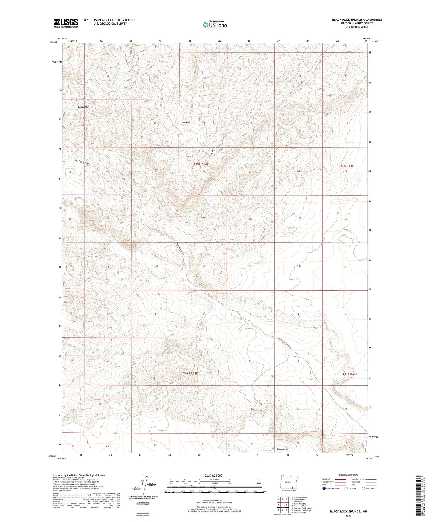 Black Rock Springs Oregon US Topo Map Image