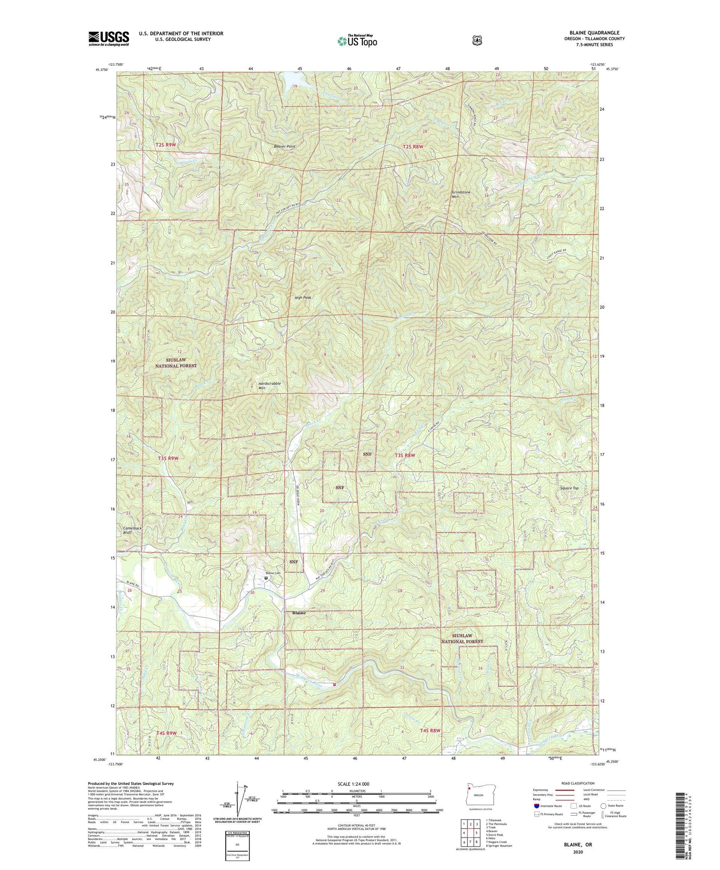 Blaine Oregon US Topo Map Image