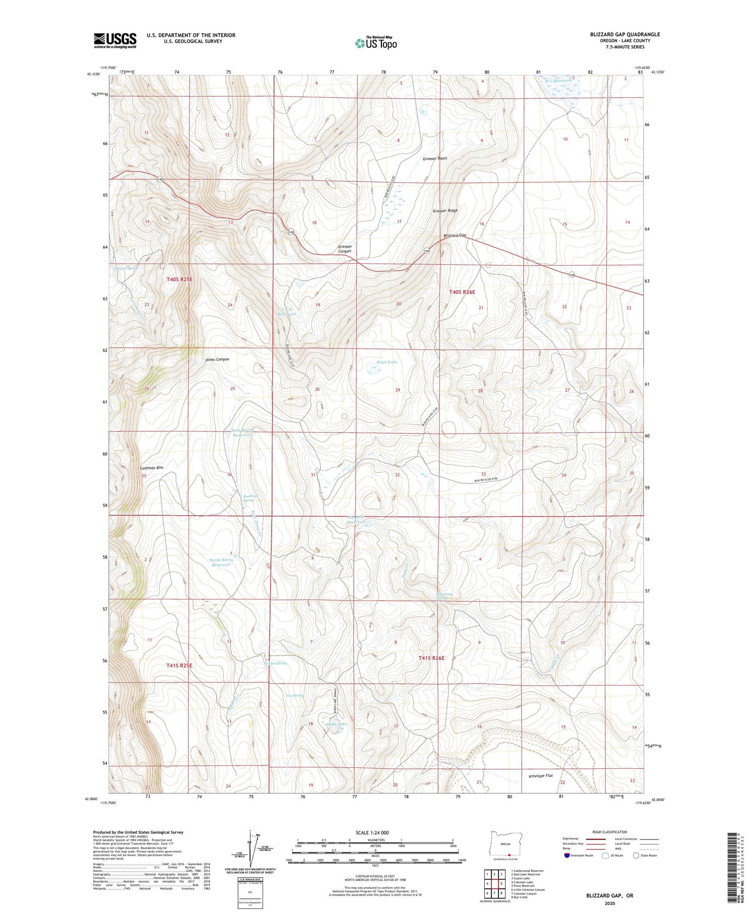 Blizzard Gap Oregon US Topo Map Image