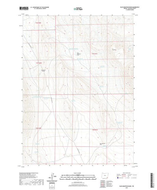 Blue Mountain Basin Oregon US Topo Map Image