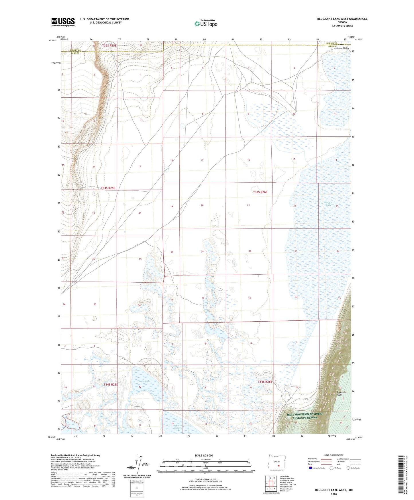 Bluejoint Lake West Oregon US Topo Map Image