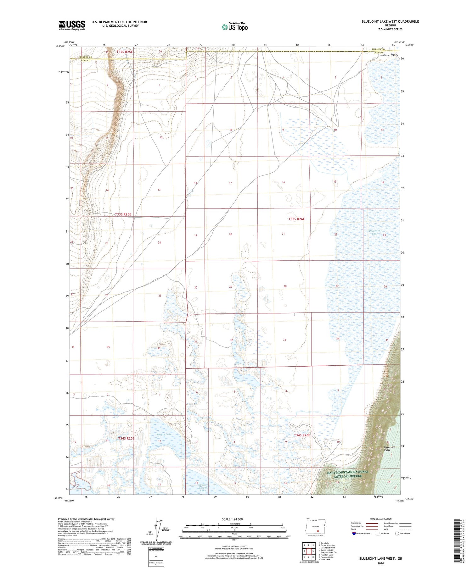 Bluejoint Lake West Oregon US Topo Map Image