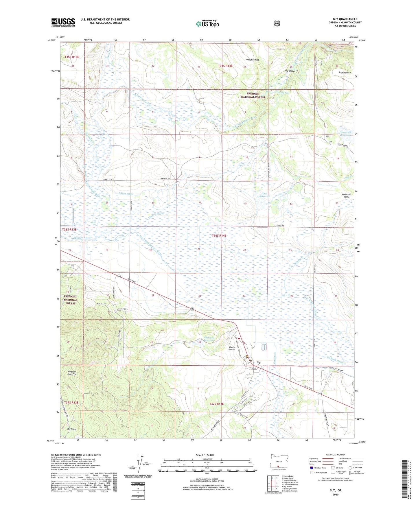 Bly Oregon US Topo Map Image