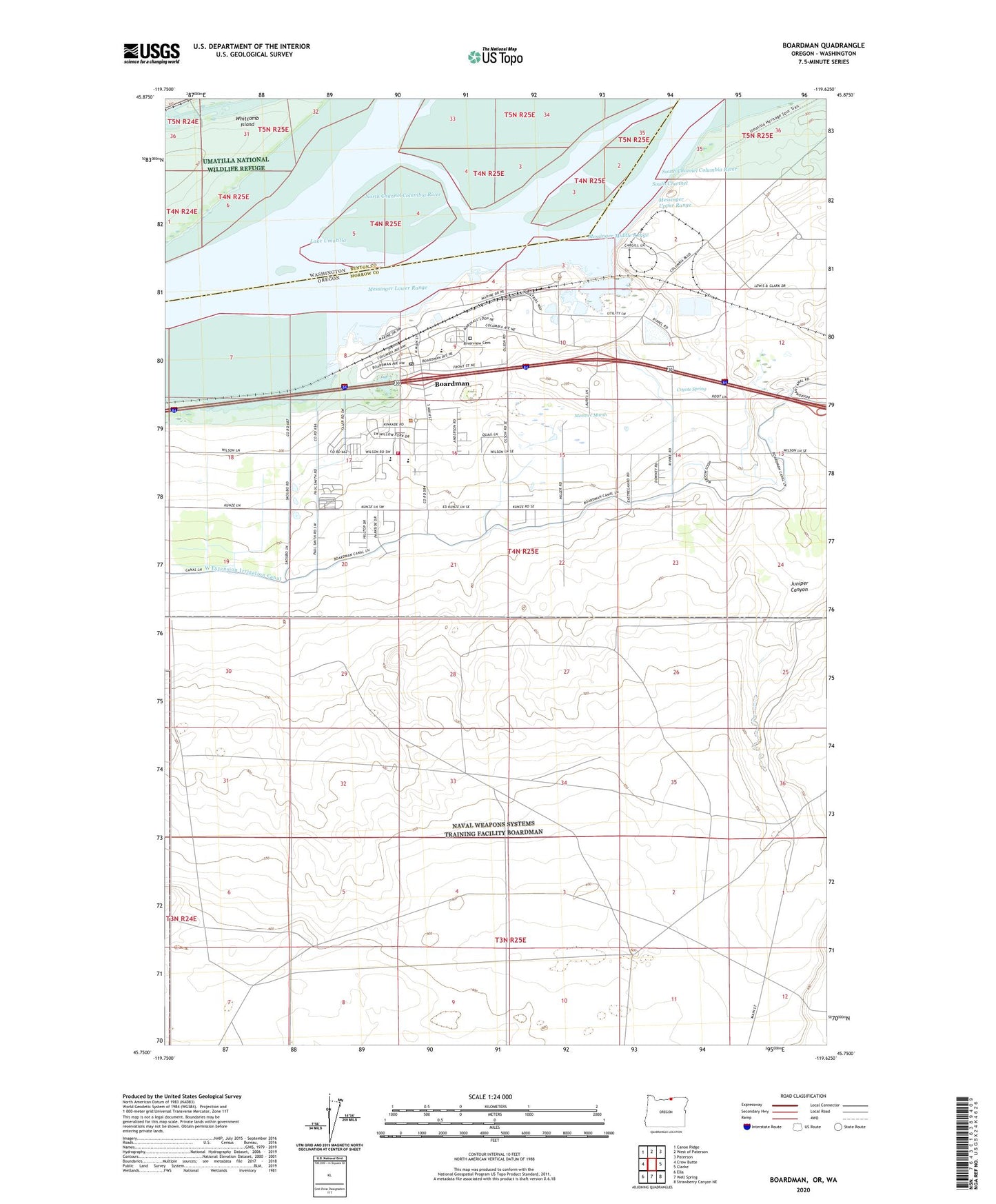 Boardman Oregon US Topo Map Image