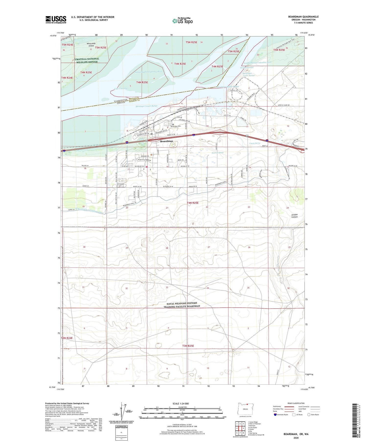 Boardman Oregon US Topo Map Image