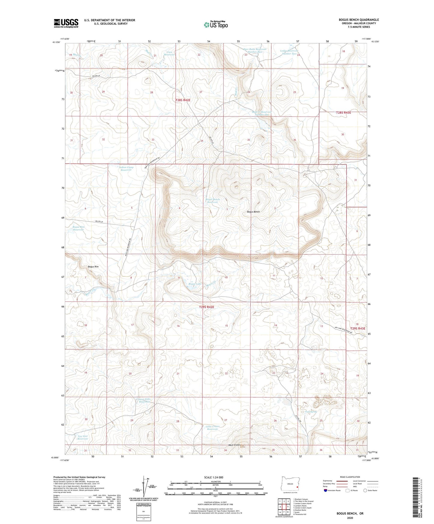 Bogus Bench Oregon US Topo Map Image