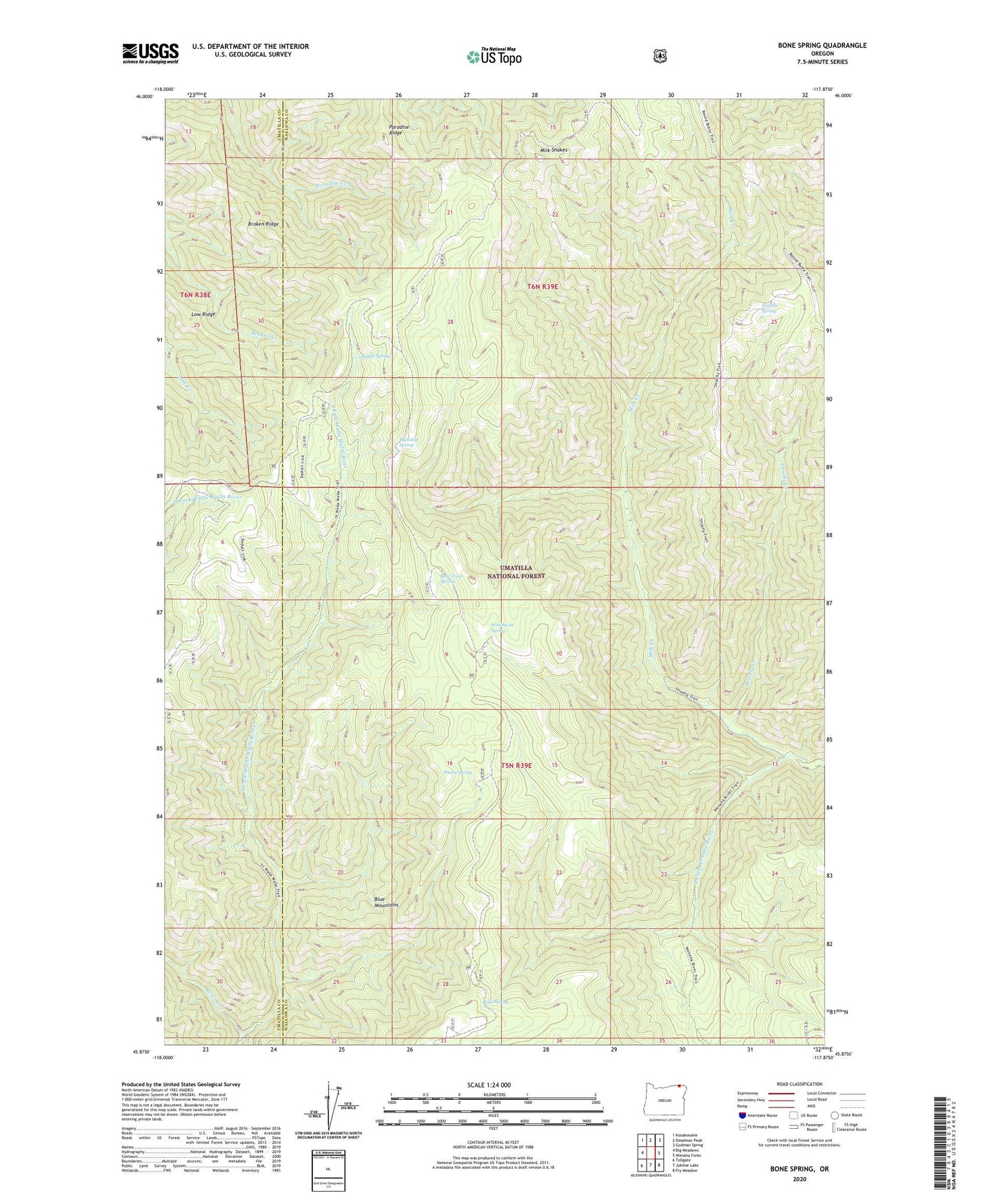 Bone Spring Oregon US Topo Map Image