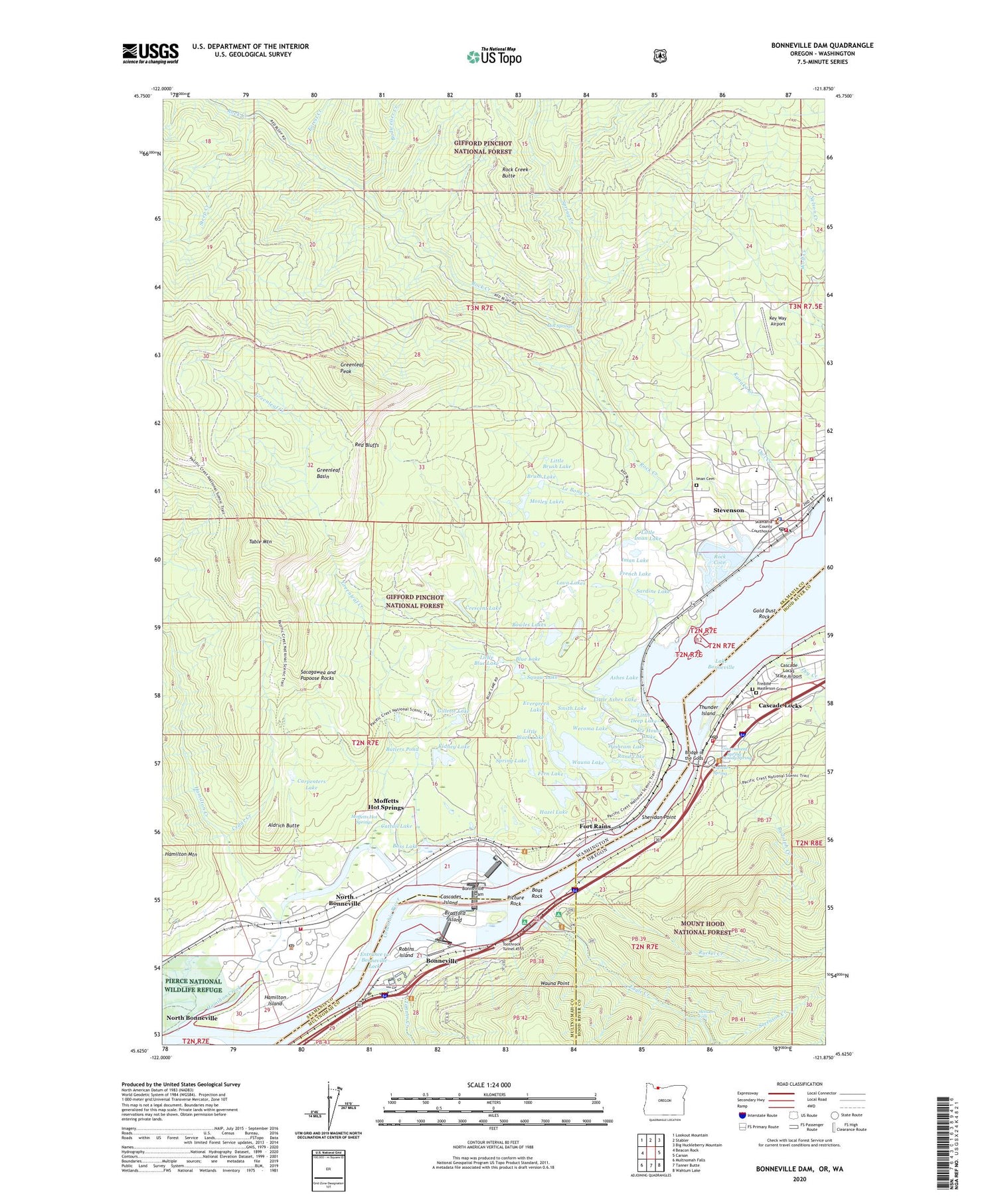 Bonneville Dam Oregon US Topo Map Image