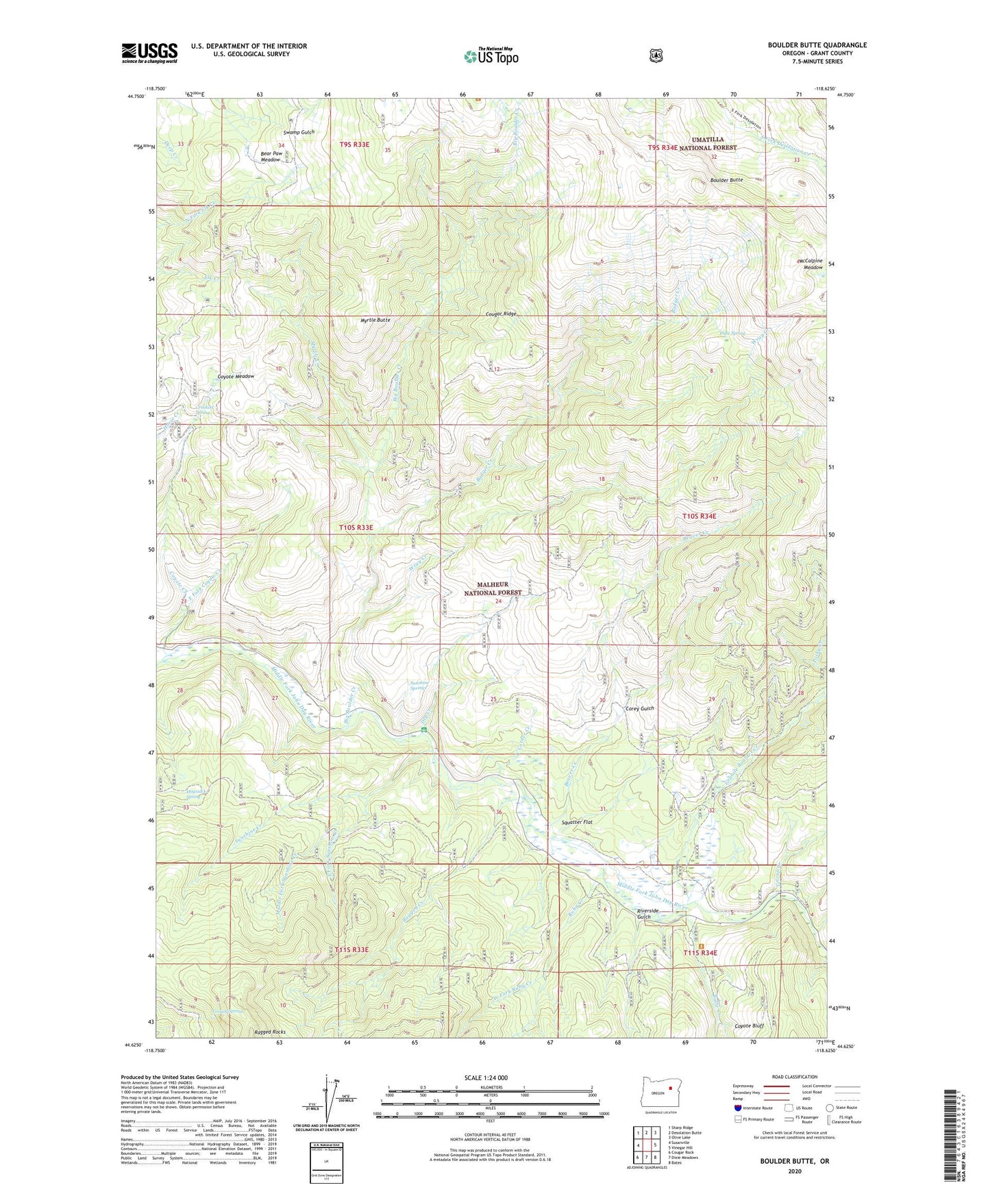 Boulder Butte Oregon US Topo Map Image