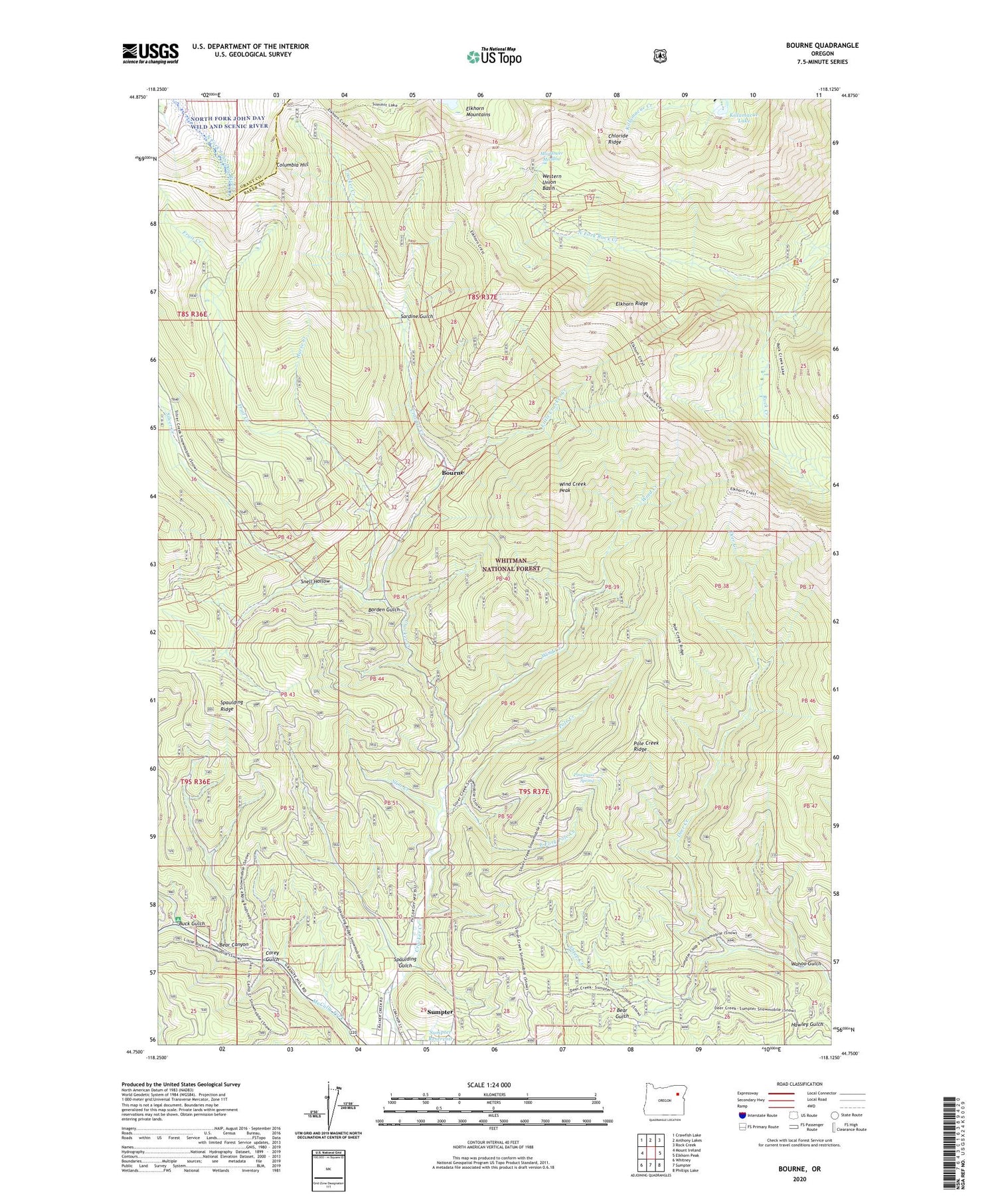 Bourne Oregon US Topo Map Image