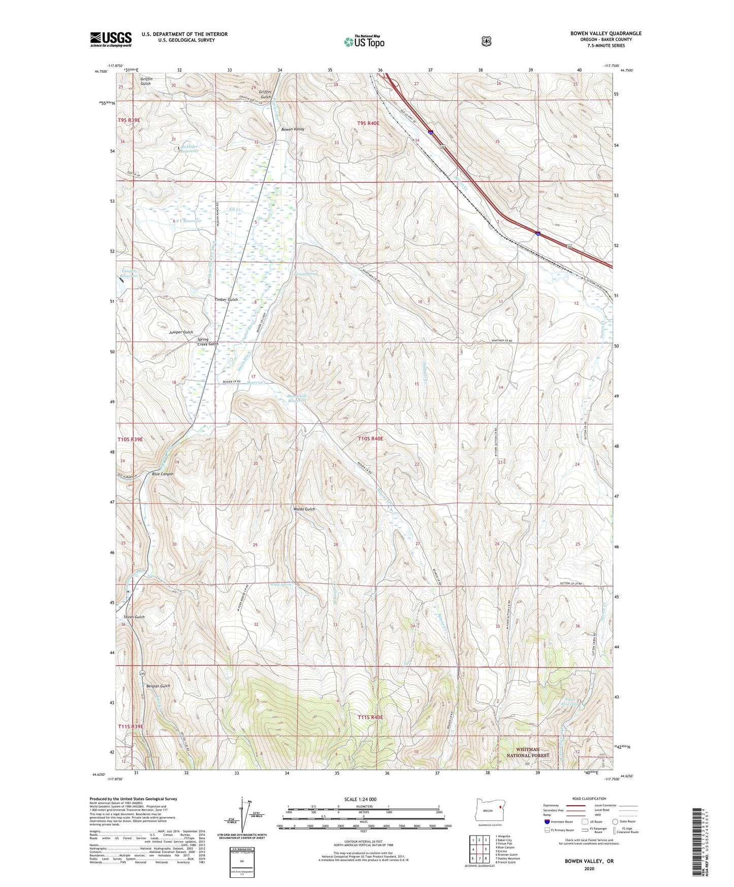 Bowen Valley Oregon US Topo Map Image
