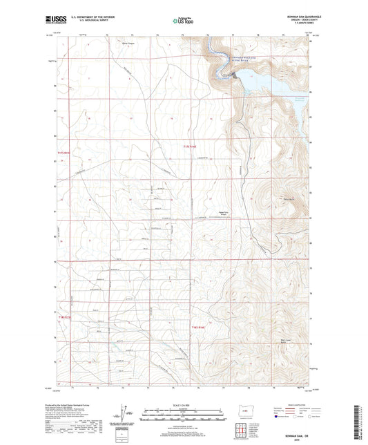 Bowman Dam Oregon US Topo Map Image