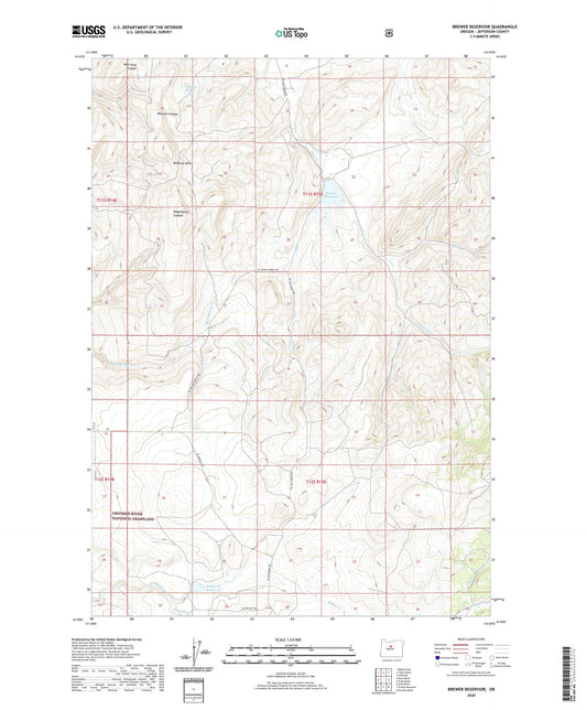 Brewer Reservoir Oregon US Topo Map Image