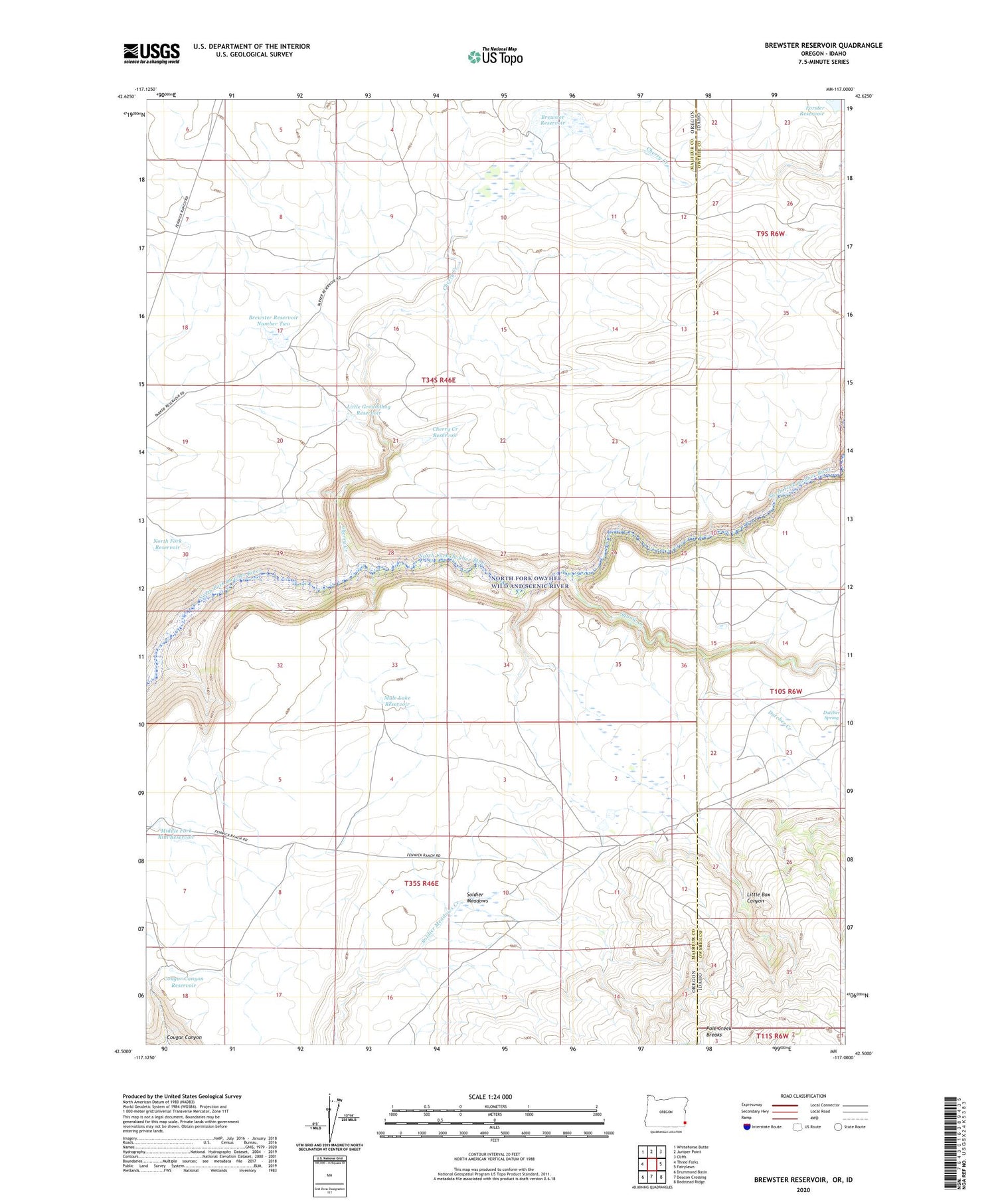 Brewster Reservoir Oregon US Topo Map Image