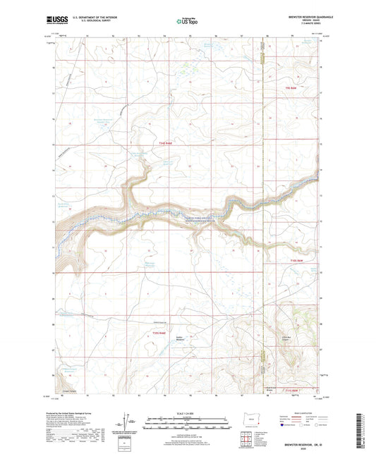 Brewster Reservoir Oregon US Topo Map Image
