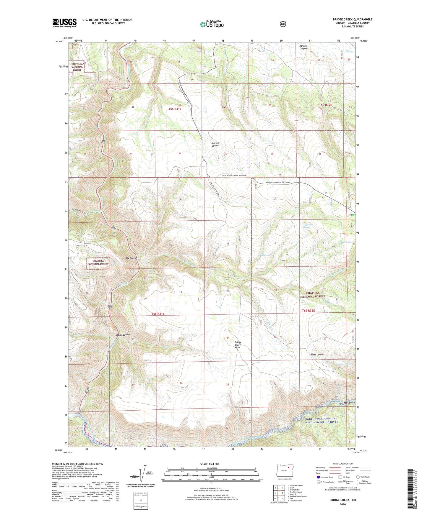 Bridge Creek Oregon US Topo Map Image